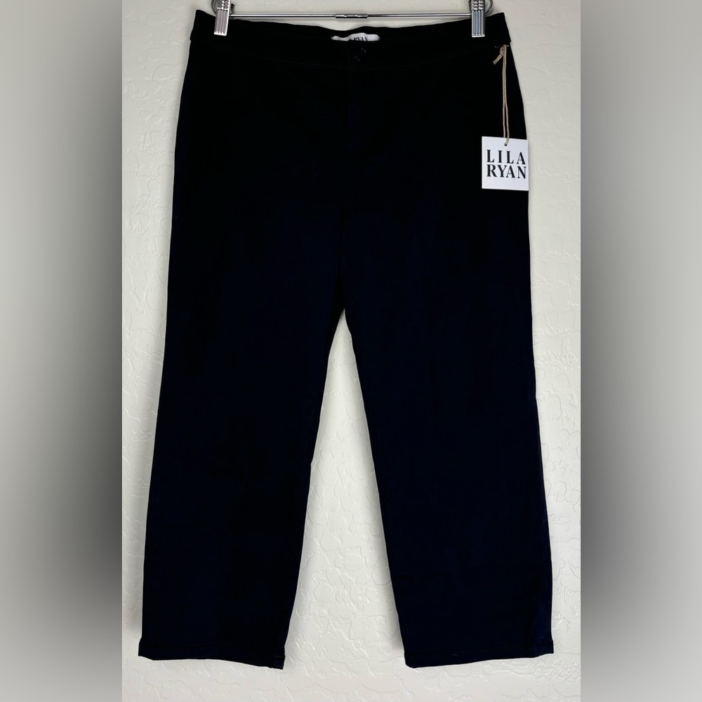 NEW Lila‎ Ryan The Jase Slim Straight Pedal Pusher Pants Navy 8 0606